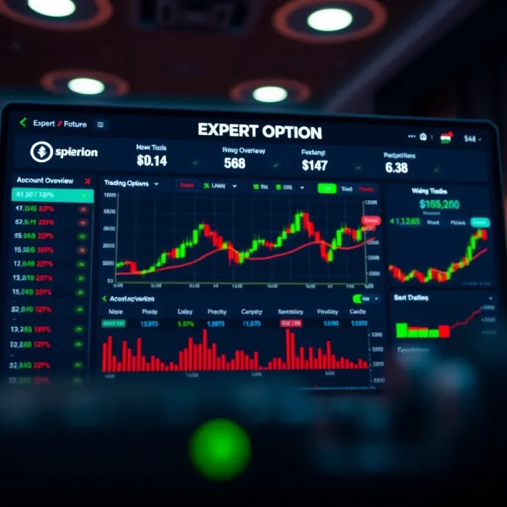 Dashboard view after logging into Expert Option highlighting trading tools and account overview