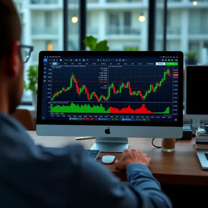 Screenshot of QXBroker demo platform interface displaying trading charts and analytical tools