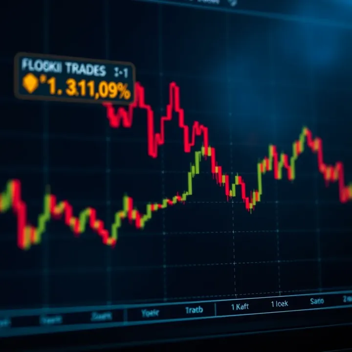 Graph showing Floki cryptocurrency price trends with upward and downward movements