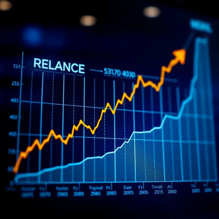 Graph depicting the projected growth trajectory of Reliance Industries share price influenced by market trends and company performance
