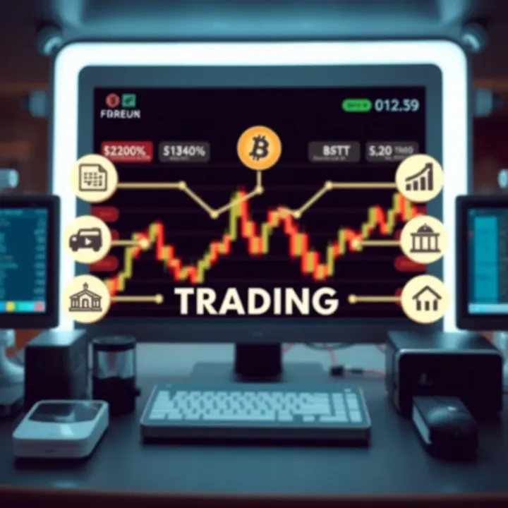 Conceptual representation of forex trading advantages and risks with icons