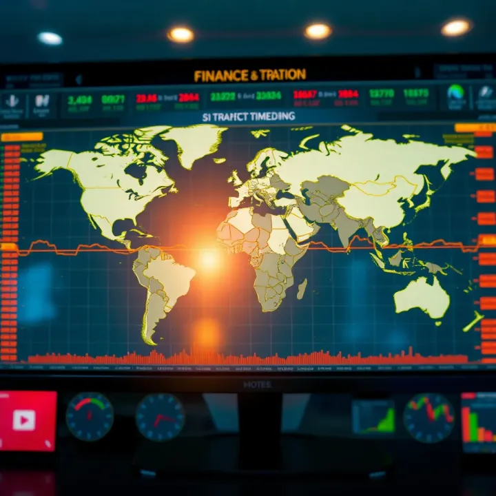 World map highlighting major forex trading sessions across different global time zones