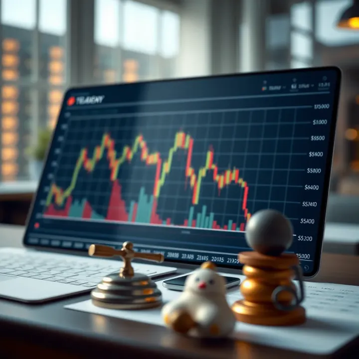 Graph showing forex market trends alongside icons representing risk management strategies