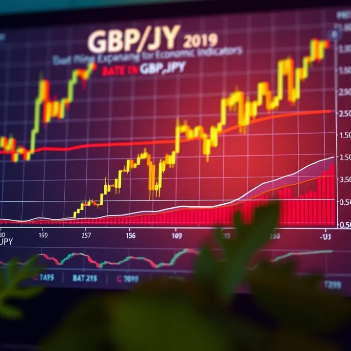 Graph showing GBP/JPY exchange rate fluctuations with key economic indicators highlighted