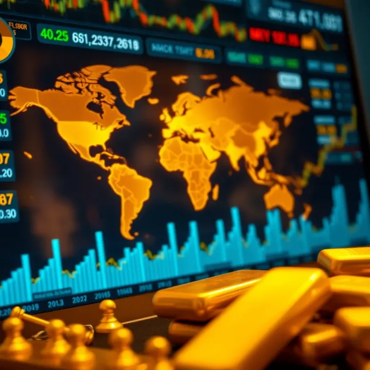 Visualization of market sentiment indicators and global events impacting gold price fluctuations