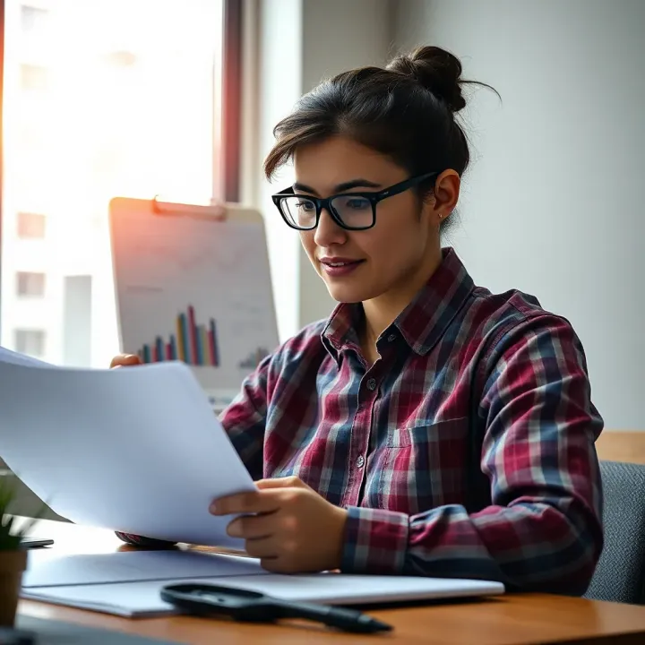Person analyzing personal strengths and career interests using charts and notes
