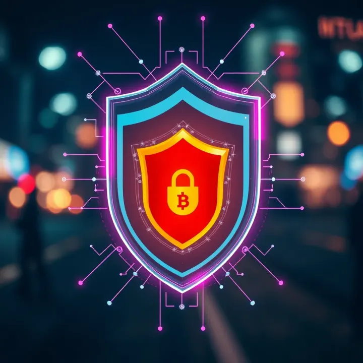 Digital shield symbolizing advanced security measures protecting cryptocurrency assets