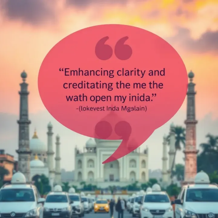 Speech bubble containing famous quotes with a backdrop of Indian landmarks