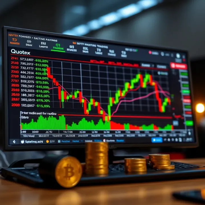 Graphical representation of trading practice using demo funds on Quotex platform
