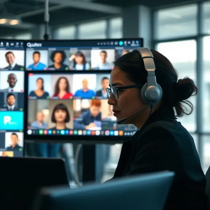 Customer support interaction with multiple communication channels displayed on screen