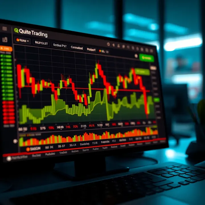 Graph showing trading options and strategy implementation within Quotex platform