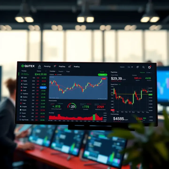 Qutex Trade User Dashboard and Navigation Features Dashboard view of Qutex Trade platform displaying trading tools and market data