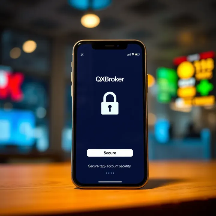 QXBroker App Account Security and Login Features Secure login screen of QXBroker app highlighting account security features