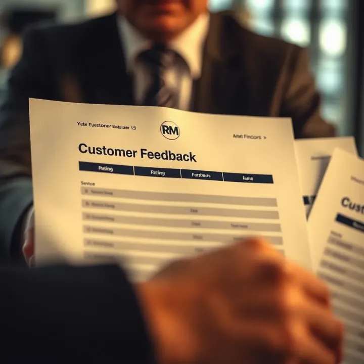 Customer feedback forms and satisfaction ratings illustrating service evaluation and client experiences