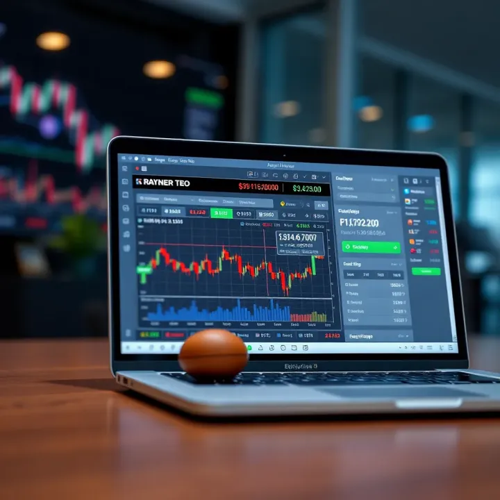 Rayner Teo's Online Trading and Education Platform Laptop displaying online trading and educational content with financial data