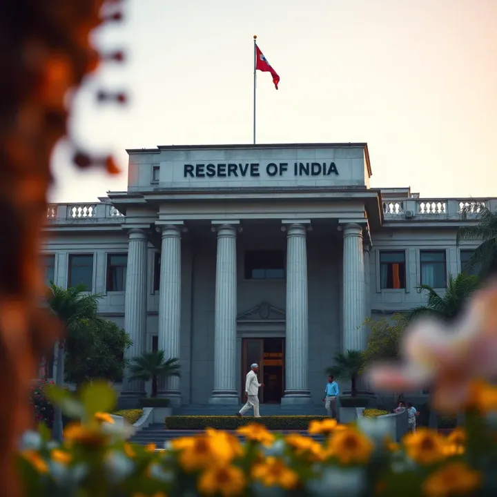 Illustration showing the Reserve Bank of India building symbolizing regulatory authority over forex brokers