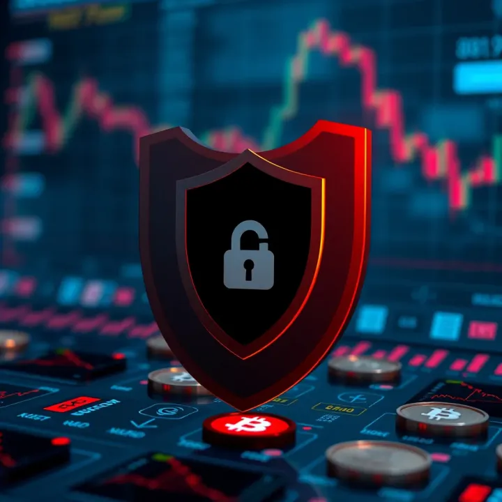Graphic showing a shield symbol overlaying digital currency icons representing security and regulation in trading apps