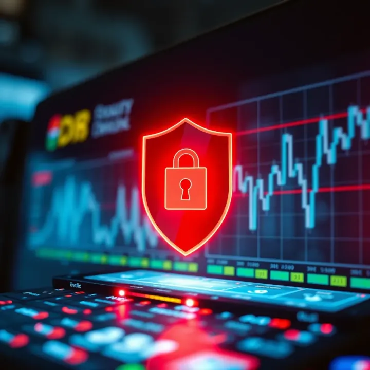 Security Features and Protection in Trading Applications Digital shield symbol representing security and data protection in mobile trading applications