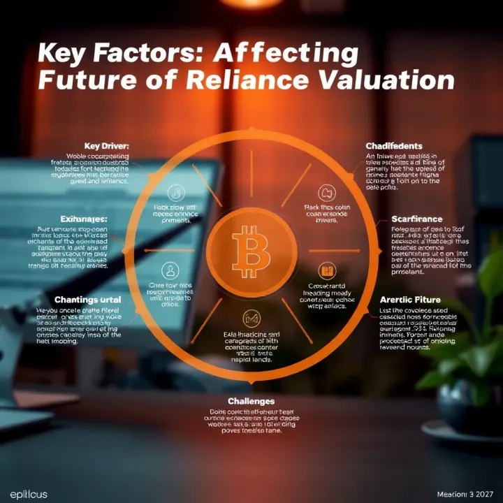 Illustration showing key drivers and challenges impacting Reliance Industries' future stock valuation