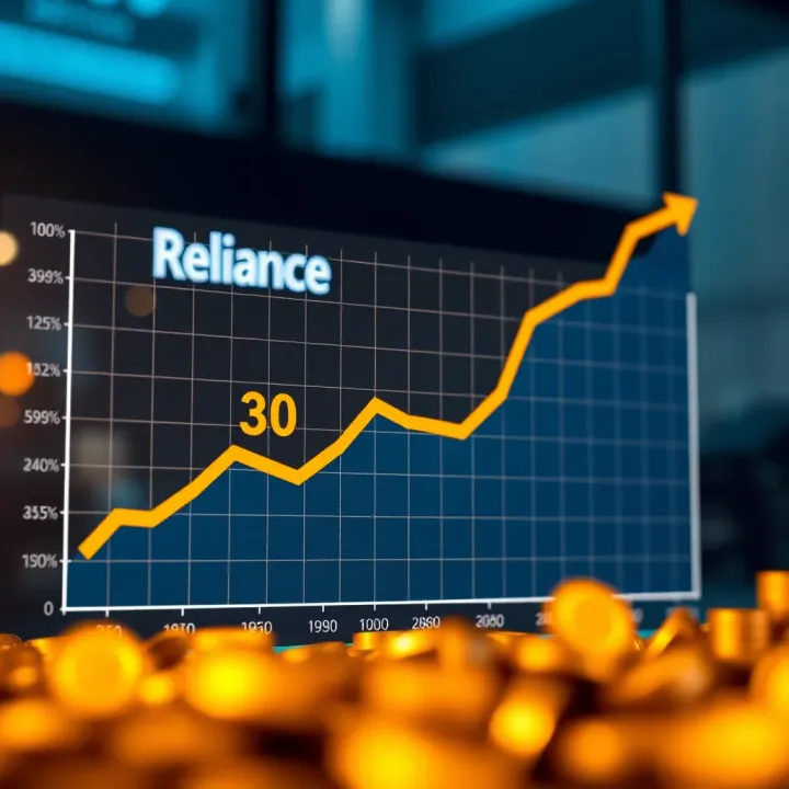 Graph showing the projected growth trend of Reliance Industries share price based on market analysis