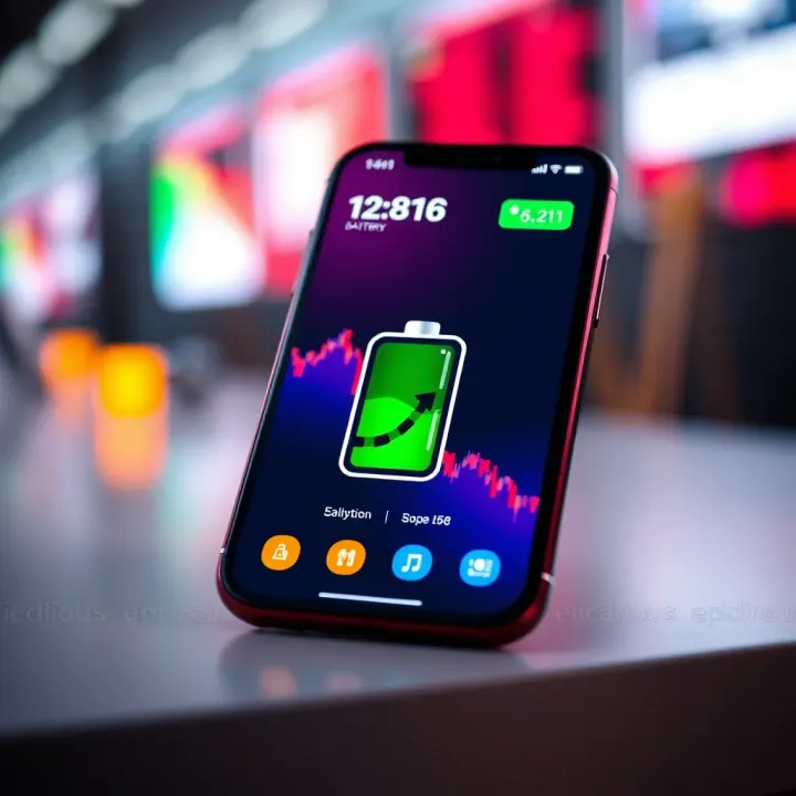 A modern smartphone with a vibrant screen and long-lasting battery icon emphasizing connectivity and performance