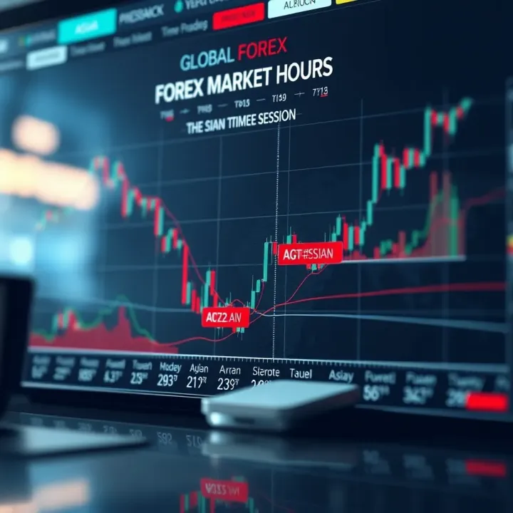 Chart showing forex trading sessions across different global time zones highlighting the Asian session