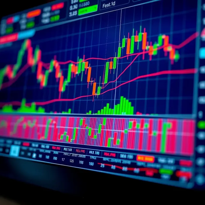 Chart showing candlestick patterns and technical indicators used in BNF trading