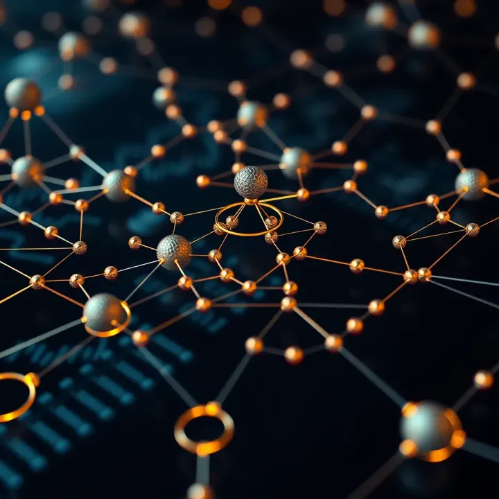 Visual representation of Cardano blockchain architecture with interconnected nodes and smart contracts