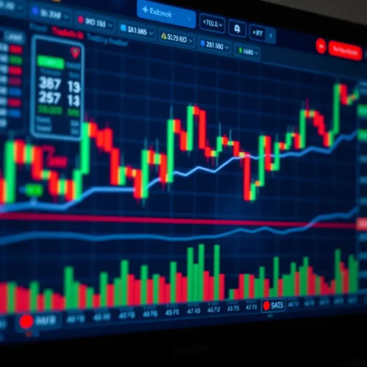 TradingView chart interface displaying candlestick patterns with various technical indicators overlaid