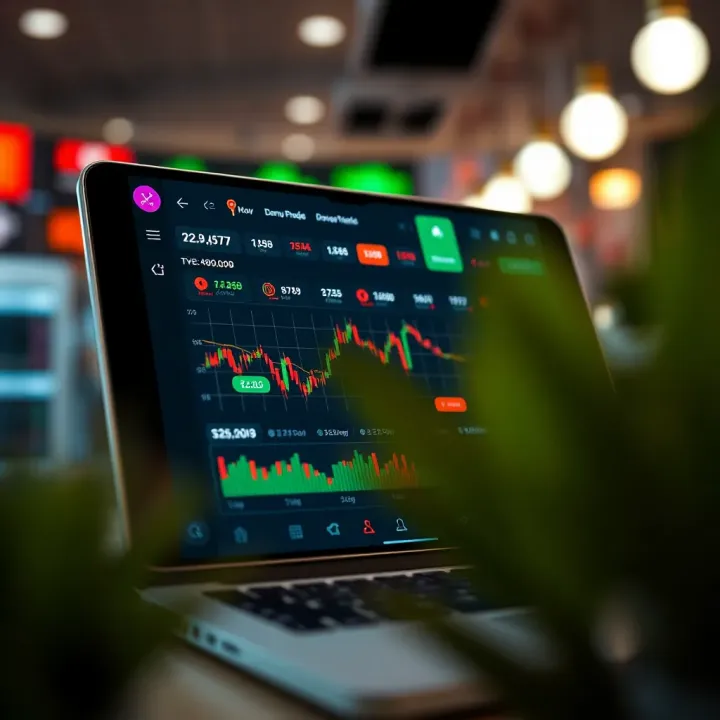 Virtual Portfolio Overview in Demo Stock Trading App User interface of a demo stock trading app showing virtual portfolio and market data