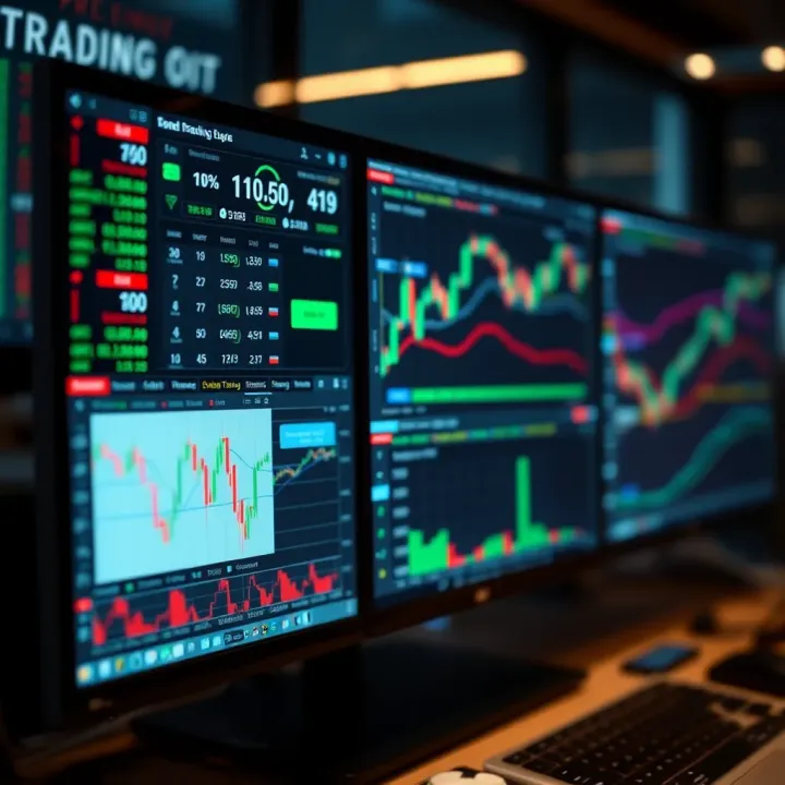 Transition from demo to live trading represented by a digital interface showing real-time market data