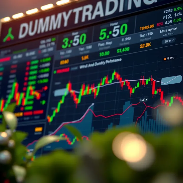 Simulated stock market interface displaying virtual trades and portfolio performance