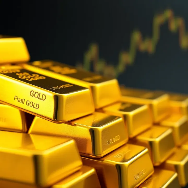 Gold Bars Highlighting Market Value and Investment Appeal Close-up of gold bars stacked showcasing their shiny metallic surface and purity