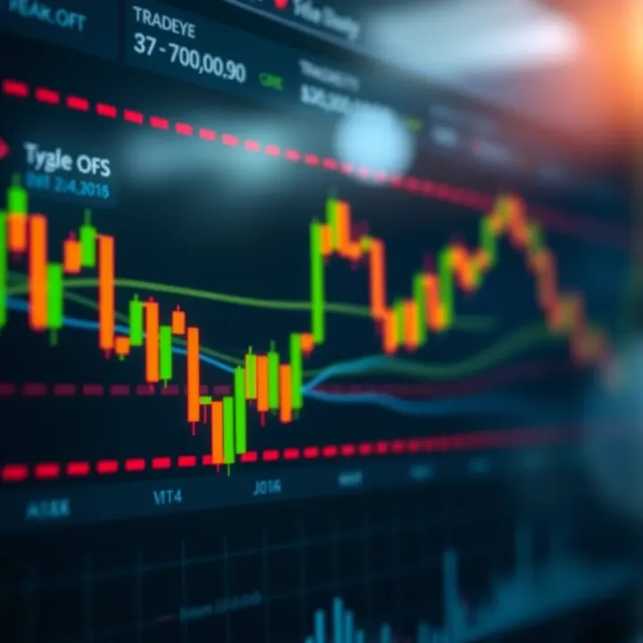 Graph showing trading signals on a financial chart with indicators and trend lines