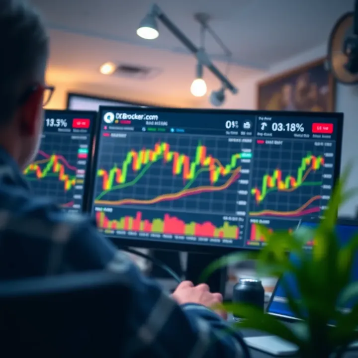 Screenshot of QX Broker.com trading platform interface showing charts and market data