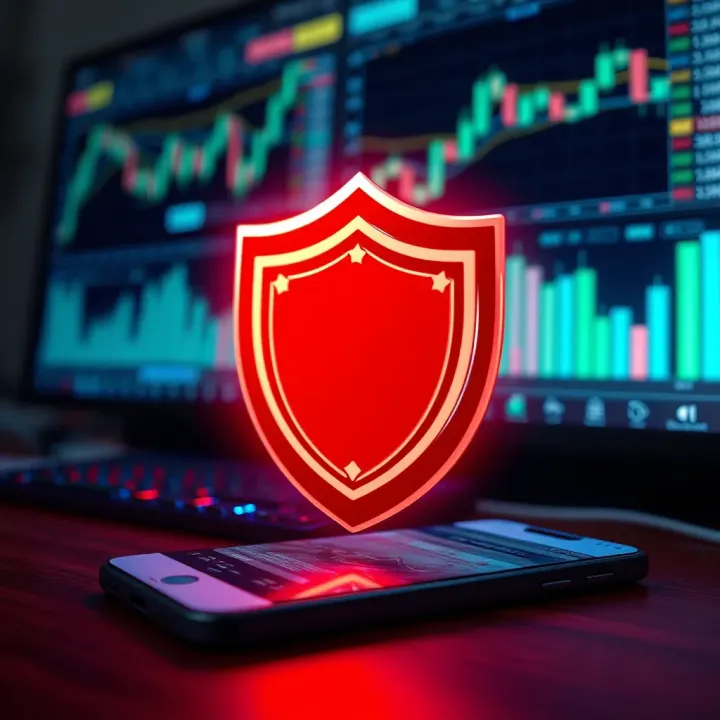 Illustration of a safe shield symbol over a digital device representing secure forex trading in India