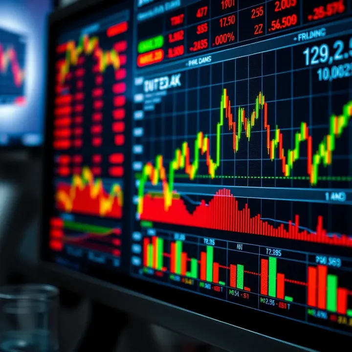 Financial charts displaying commodity market trends and trading data