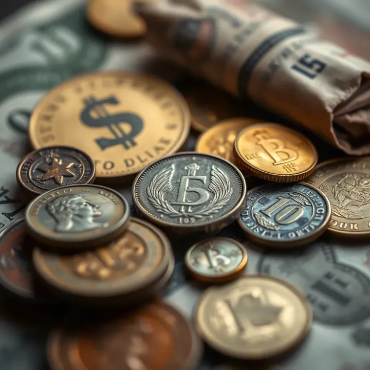 Antique coins and historical currency illustrating the evolution of money over centuries